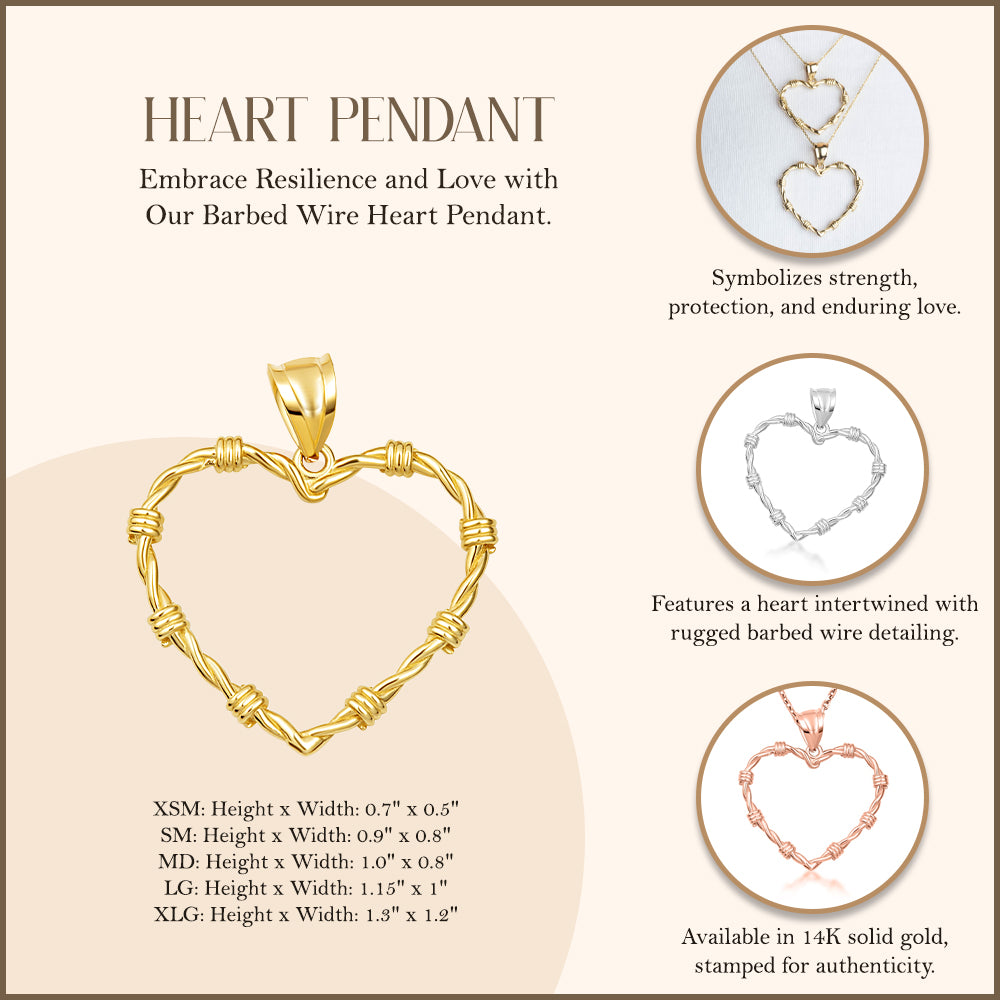 Gold Heart Crown of Thorns Jesus Christ Pendant Necklace XS/S/M/L/XL, view 4