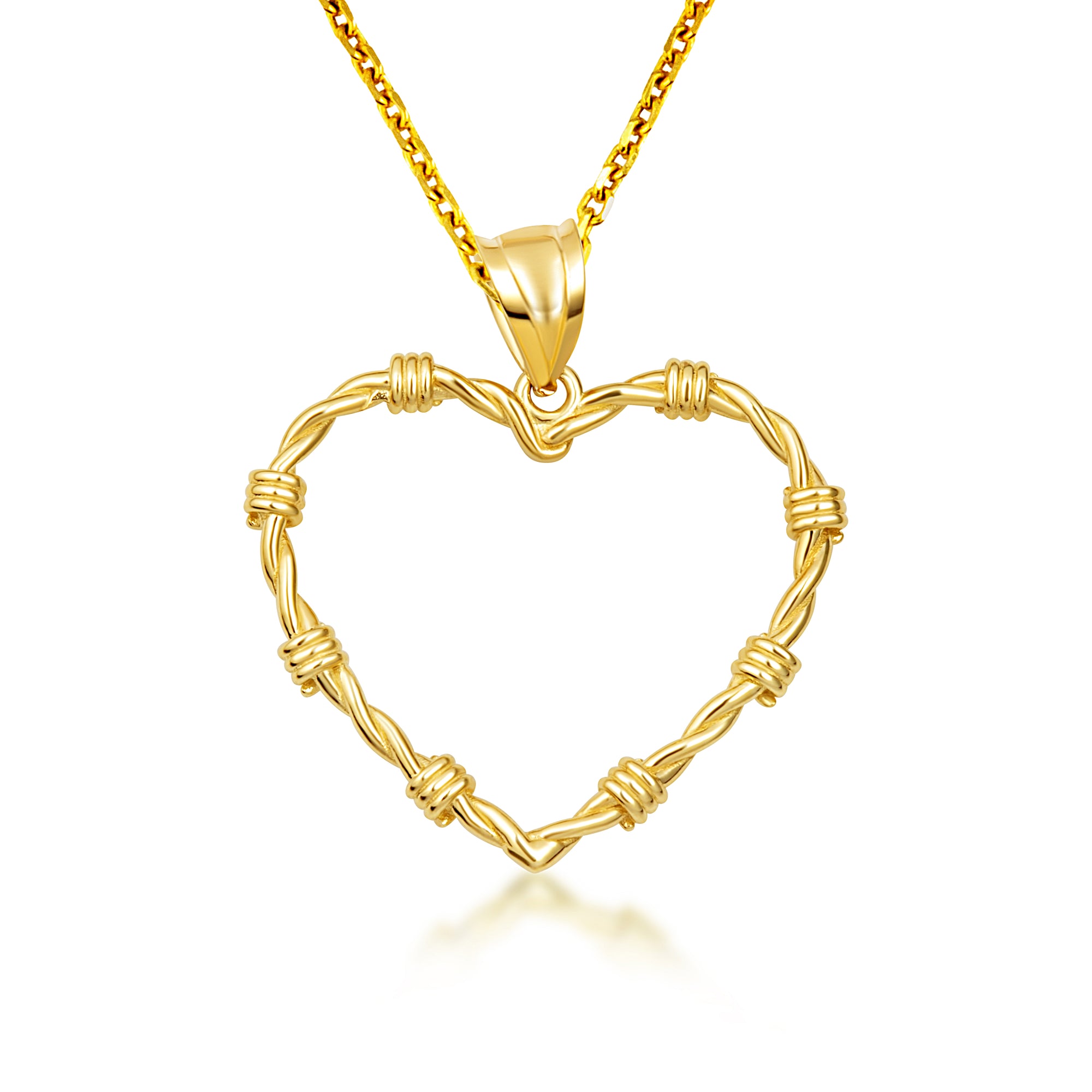 Gold Heart Crown of Thorns Jesus Christ Pendant Necklace XS/S/M/L/XL, view 5