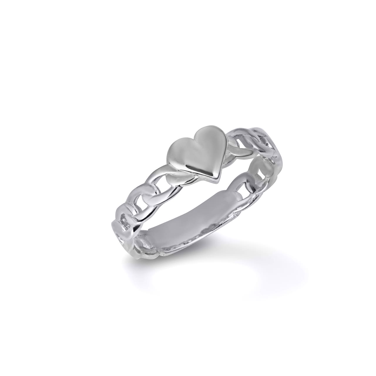 Gold Heart Cuban Chain Link Band Ring, view 4