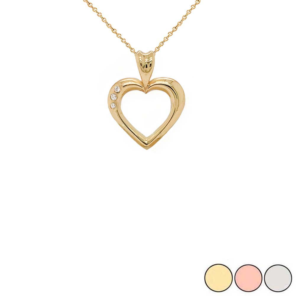 Gold Heart Diamond Pendant Necklace