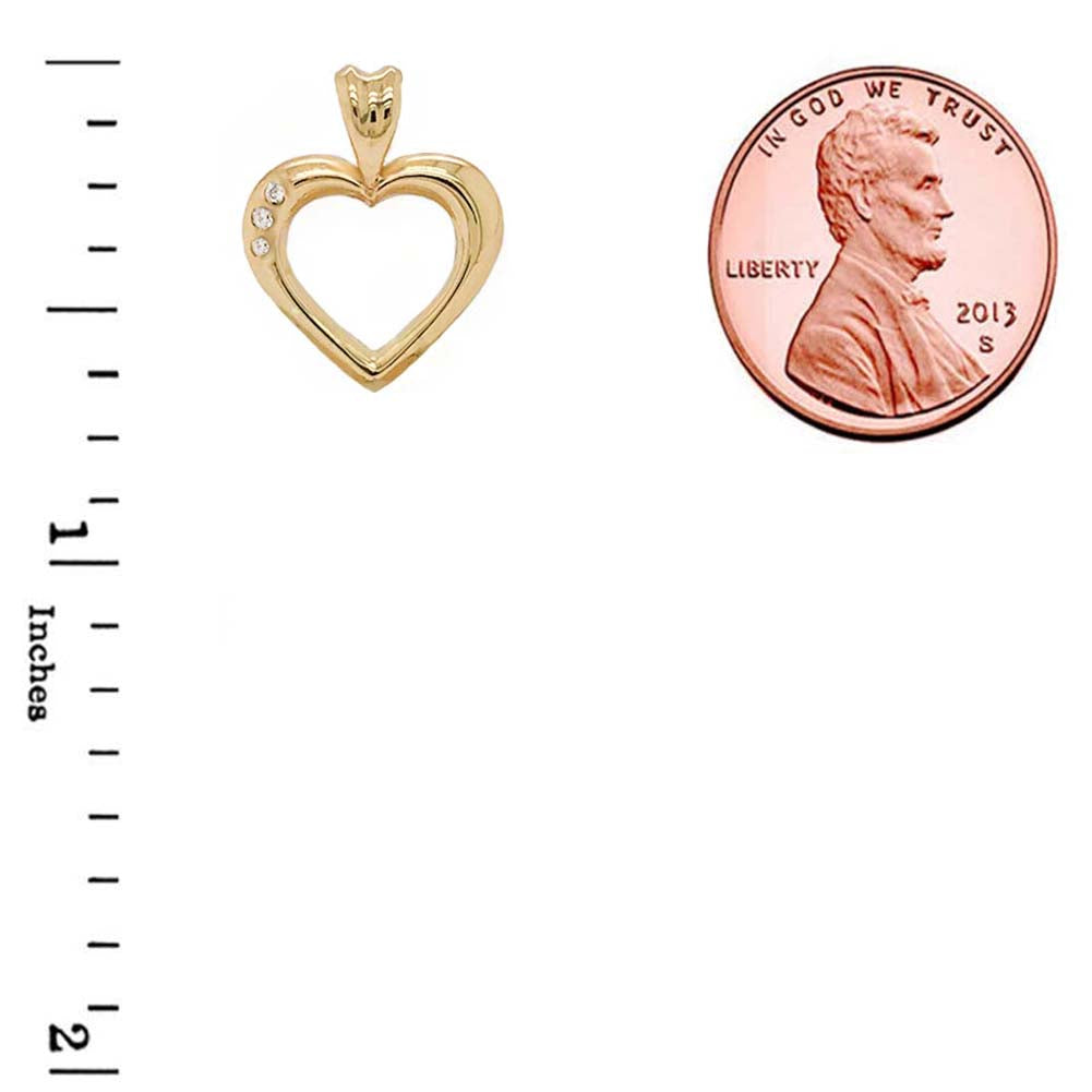 Gold Heart Diamond Pendant Necklace, view 3