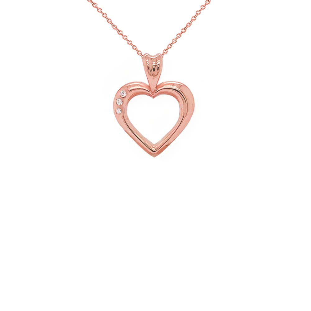 Gold Heart Diamond Pendant Necklace, view 4