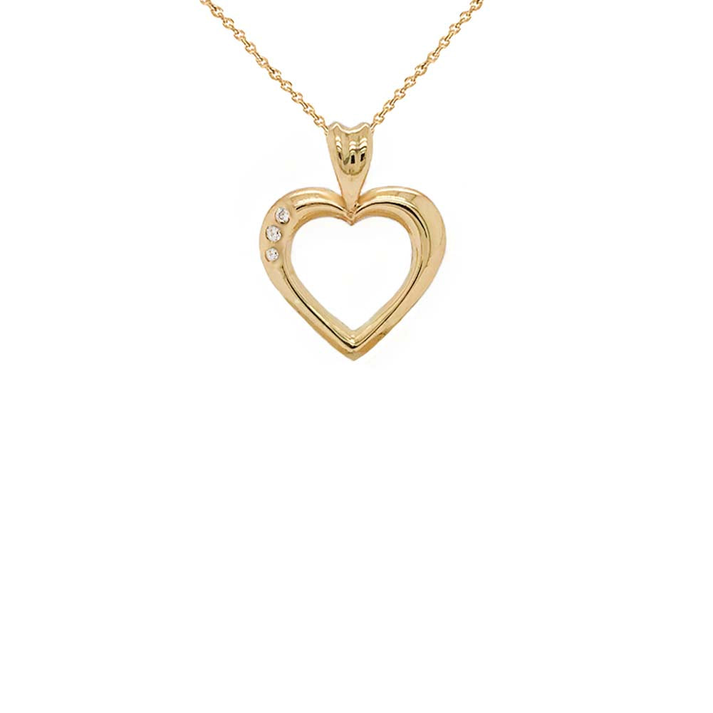Gold Heart Diamond Pendant Necklace, view 7