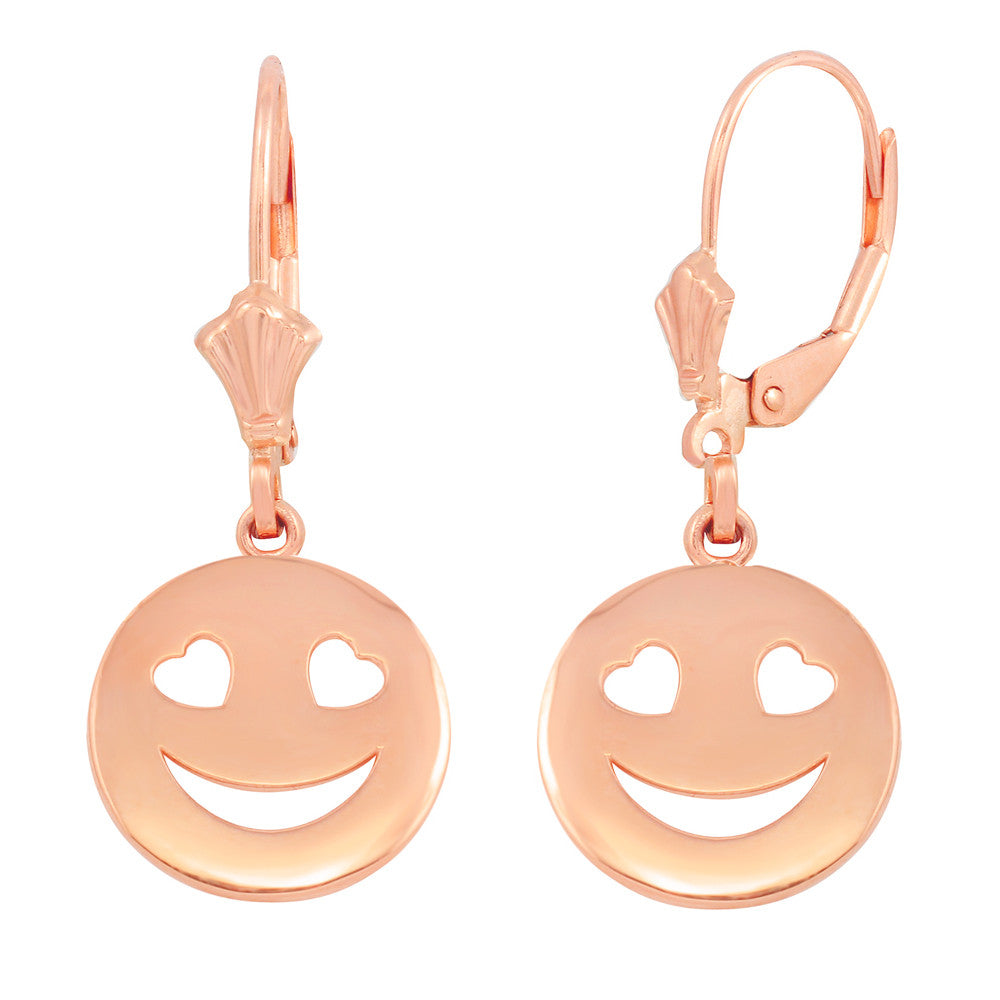 Gold Heart Eyes Smiley Face Earring Set, view 2