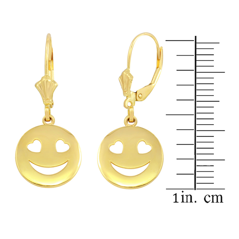 Gold Heart Eyes Smiley Face Earring Set, view 4