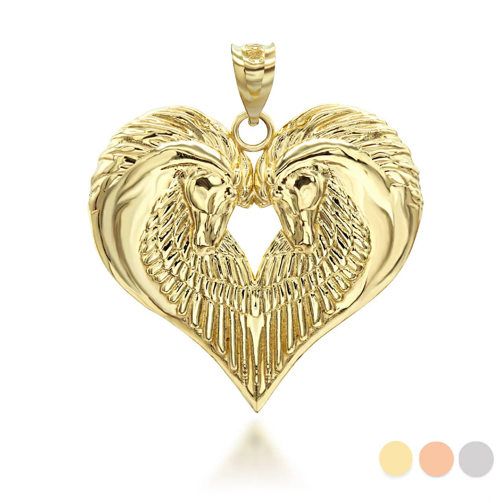 Gold Heart Horse Pendant Necklace