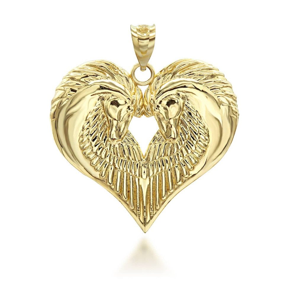 Gold Heart Horse Pendant Necklace, view 8