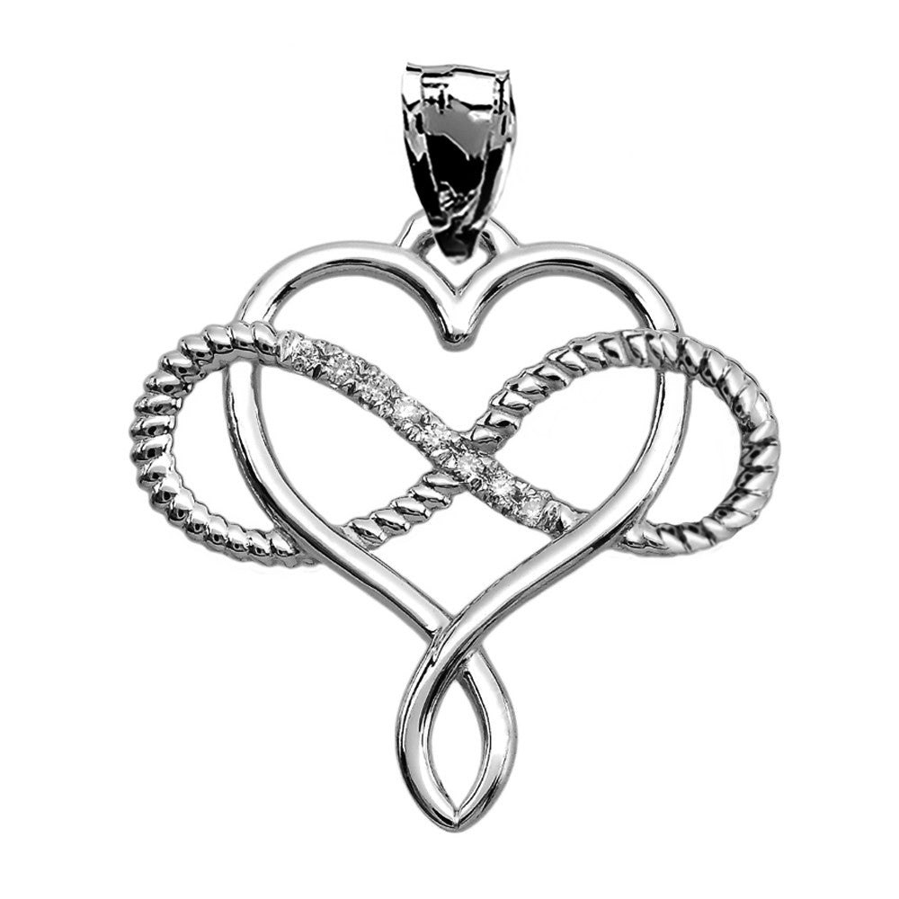 Gold Heart Infinity Diamond Rope Pendant Necklace, view 4