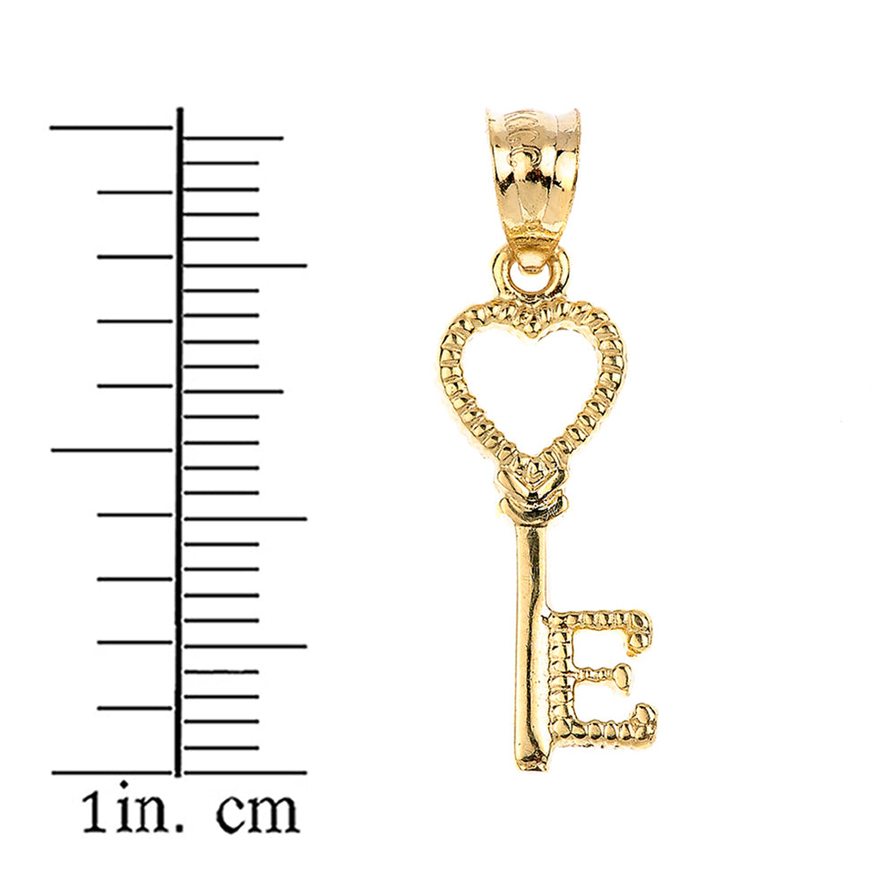 Gold Heart Key Pendant Necklace, view 3