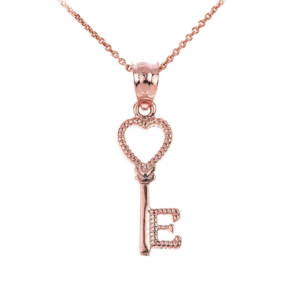 Gold Heart Key Pendant Necklace, view 4
