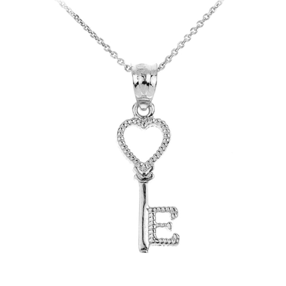 Gold Heart Key Pendant Necklace, view 7