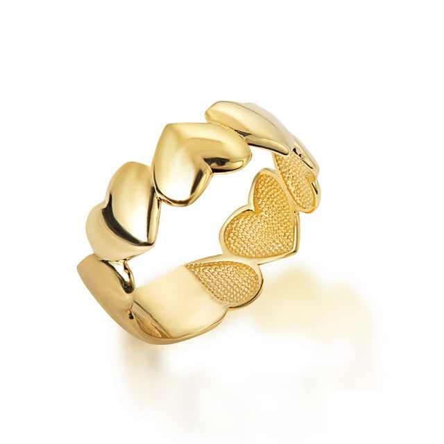 Gold Heart Love Band Ring, view 5