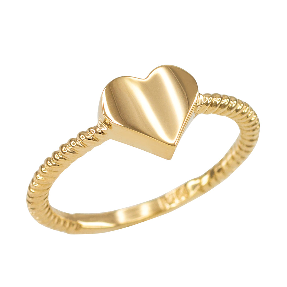 Gold Heart Rope Band Ring