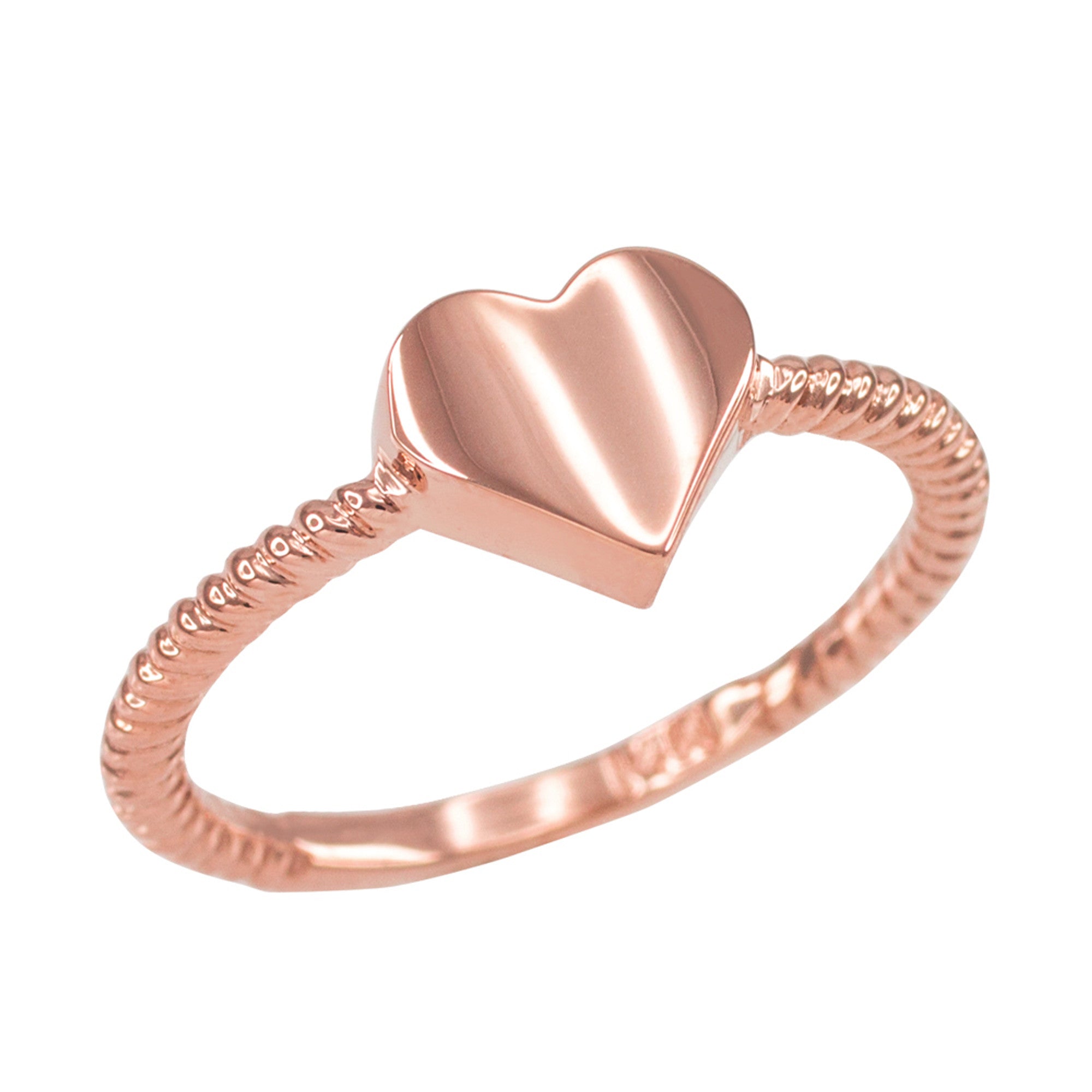 Gold Heart Rope Band Ring, view 2