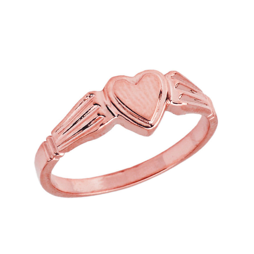 Gold Heart Signet Ring, view 2