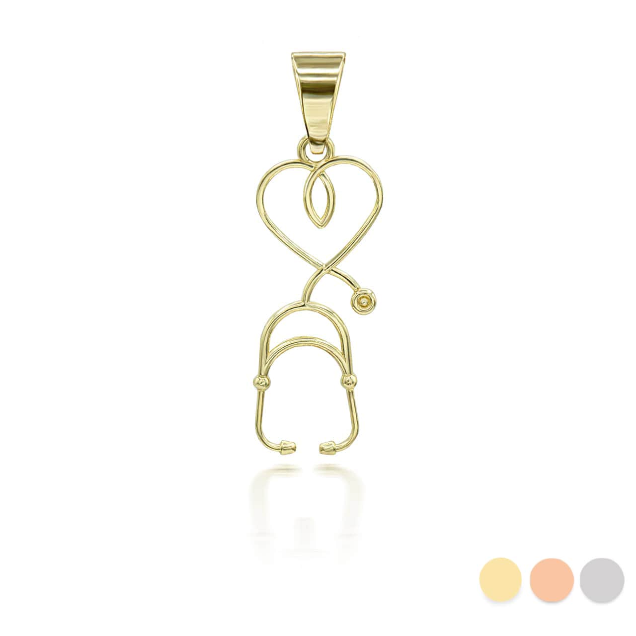 Gold Heart Stethoscope Pendant Necklace