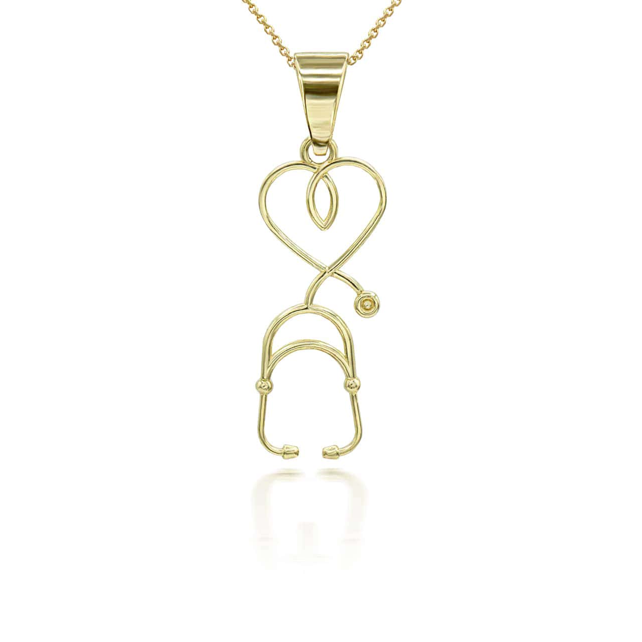 Gold Heart Stethoscope Pendant Necklace, view 4