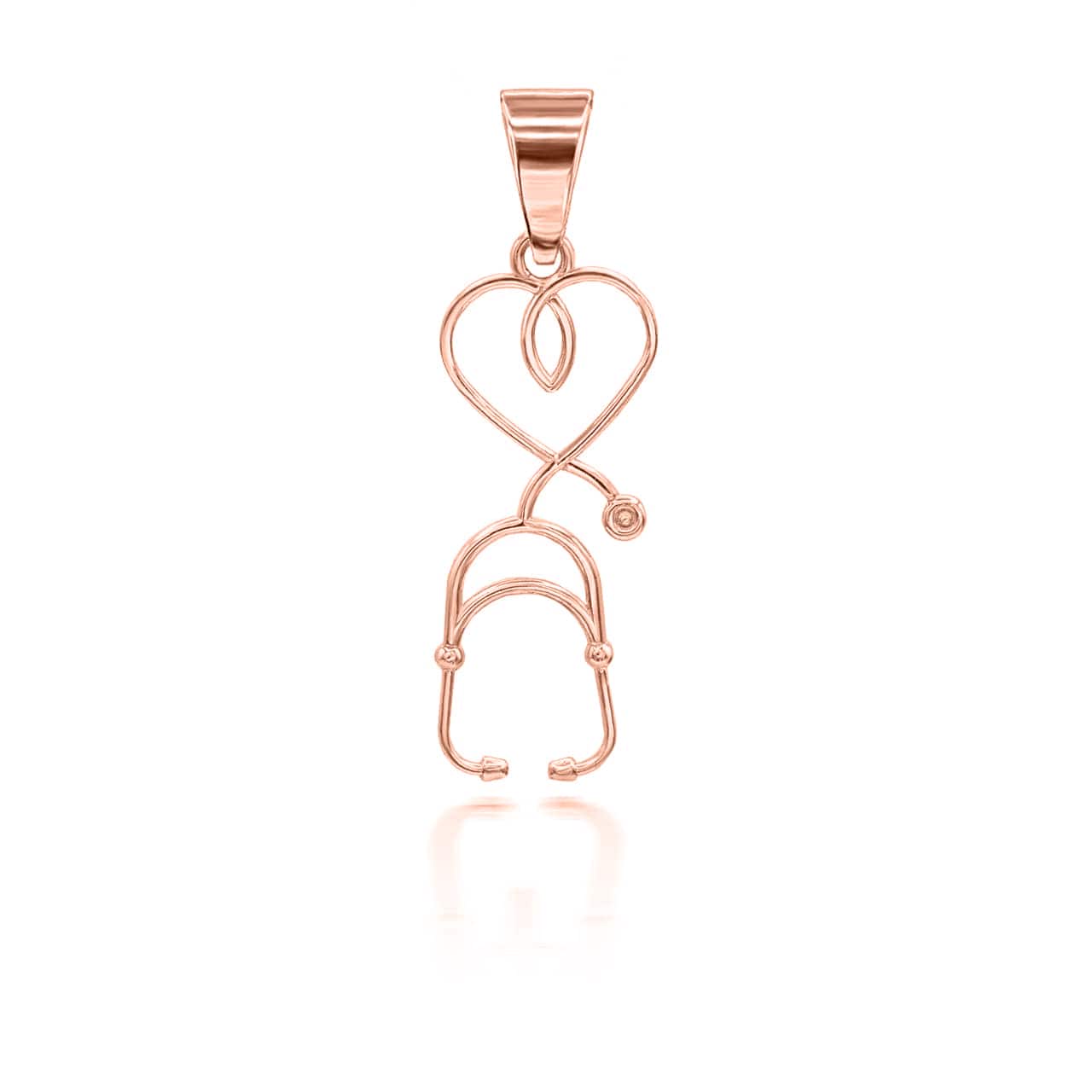 Gold Heart Stethoscope Pendant Necklace, view 5