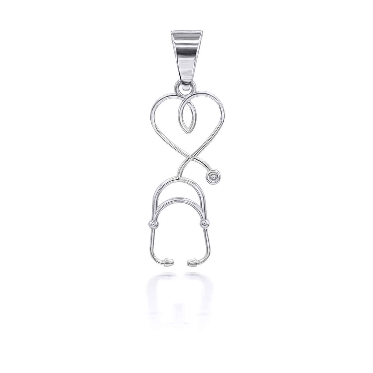 Gold Heart Stethoscope Pendant Necklace, view 7