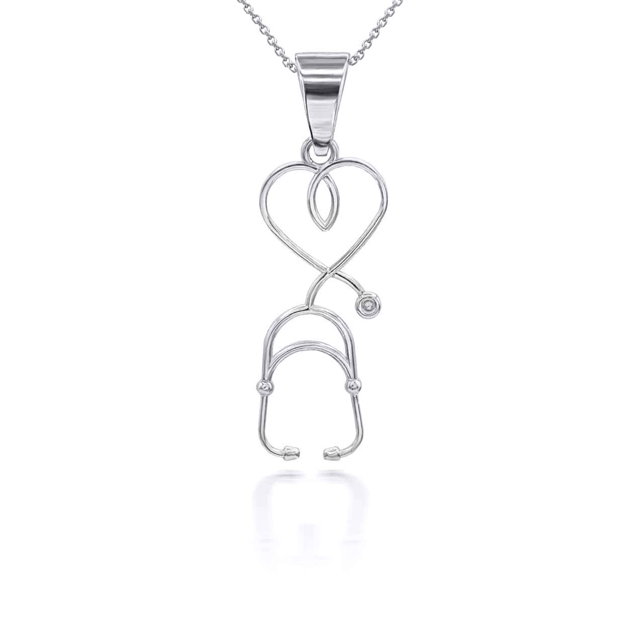 Gold Heart Stethoscope Pendant Necklace, view 8