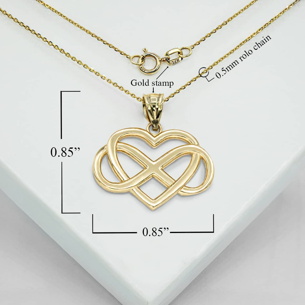 Gold Heart with Infinity Pendant Necklace, view 4