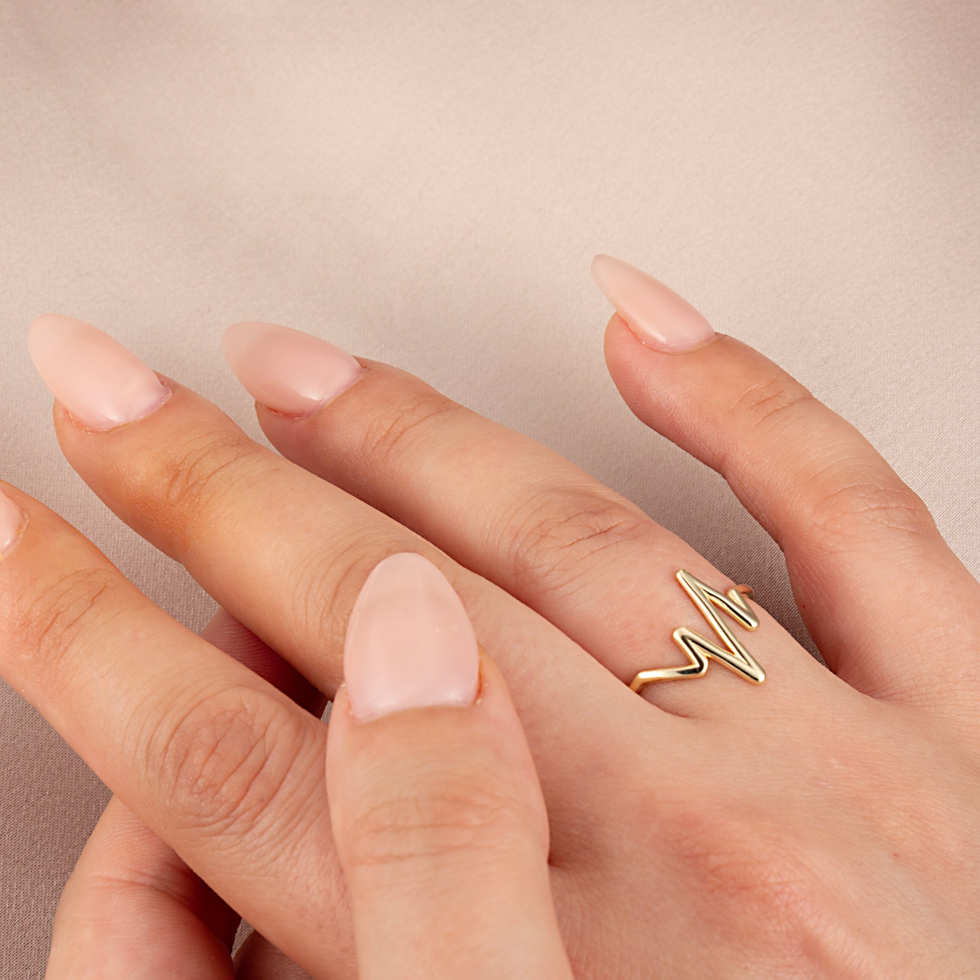 Gold Heartbeat EKG Pulse Ring, view 2