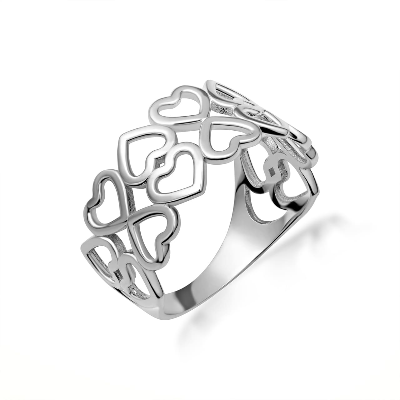 Gold Hearts Double Band Love Ring, view 5