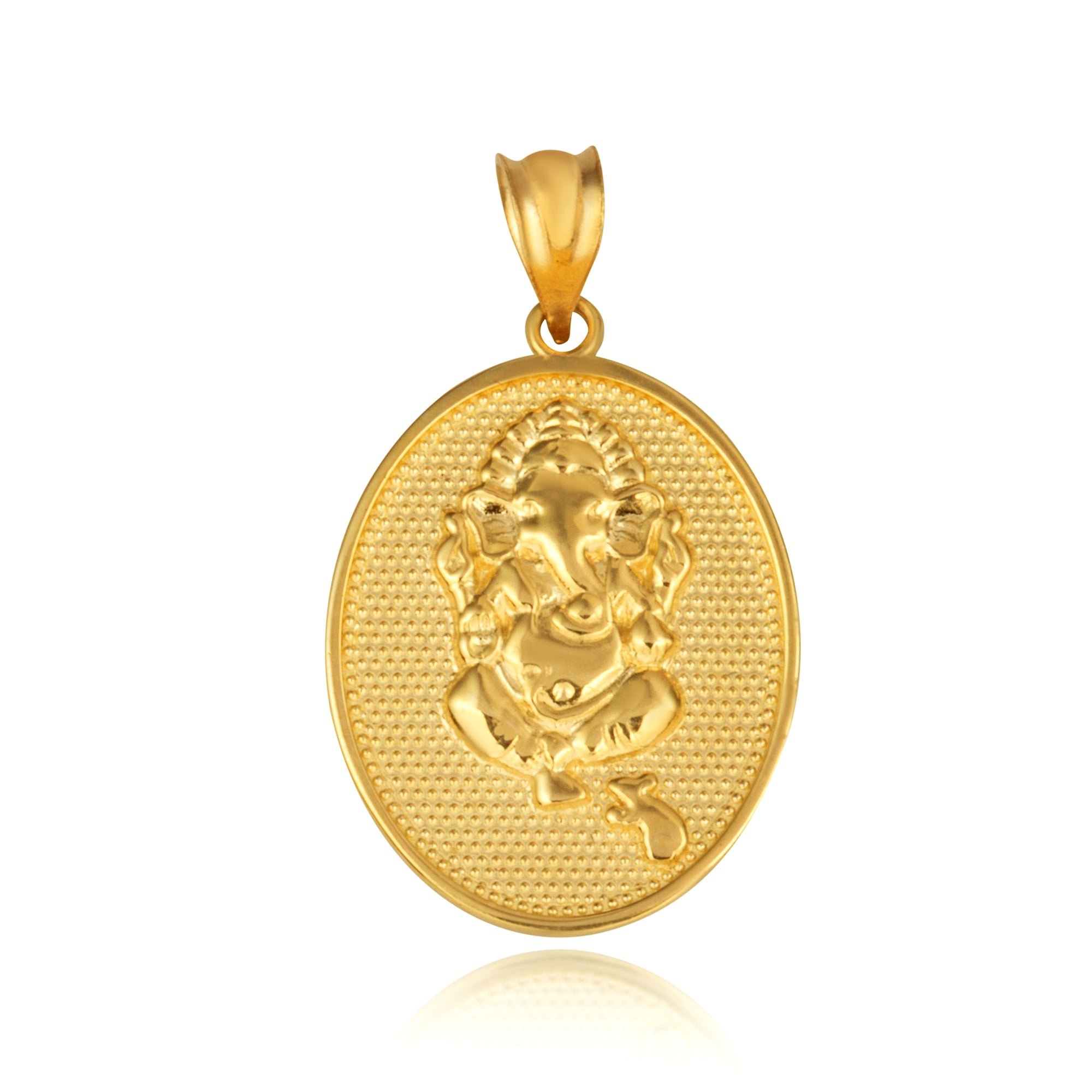 Gold Hindu Elephant God Ganesha Beaded Medallion Pendant Necklace, view 10