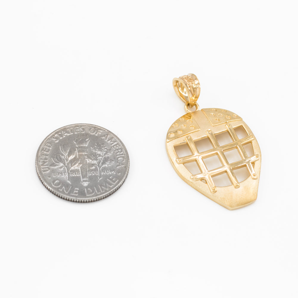 Gold Hockey Goalie Mask Sports Pendant Necklace, view 2