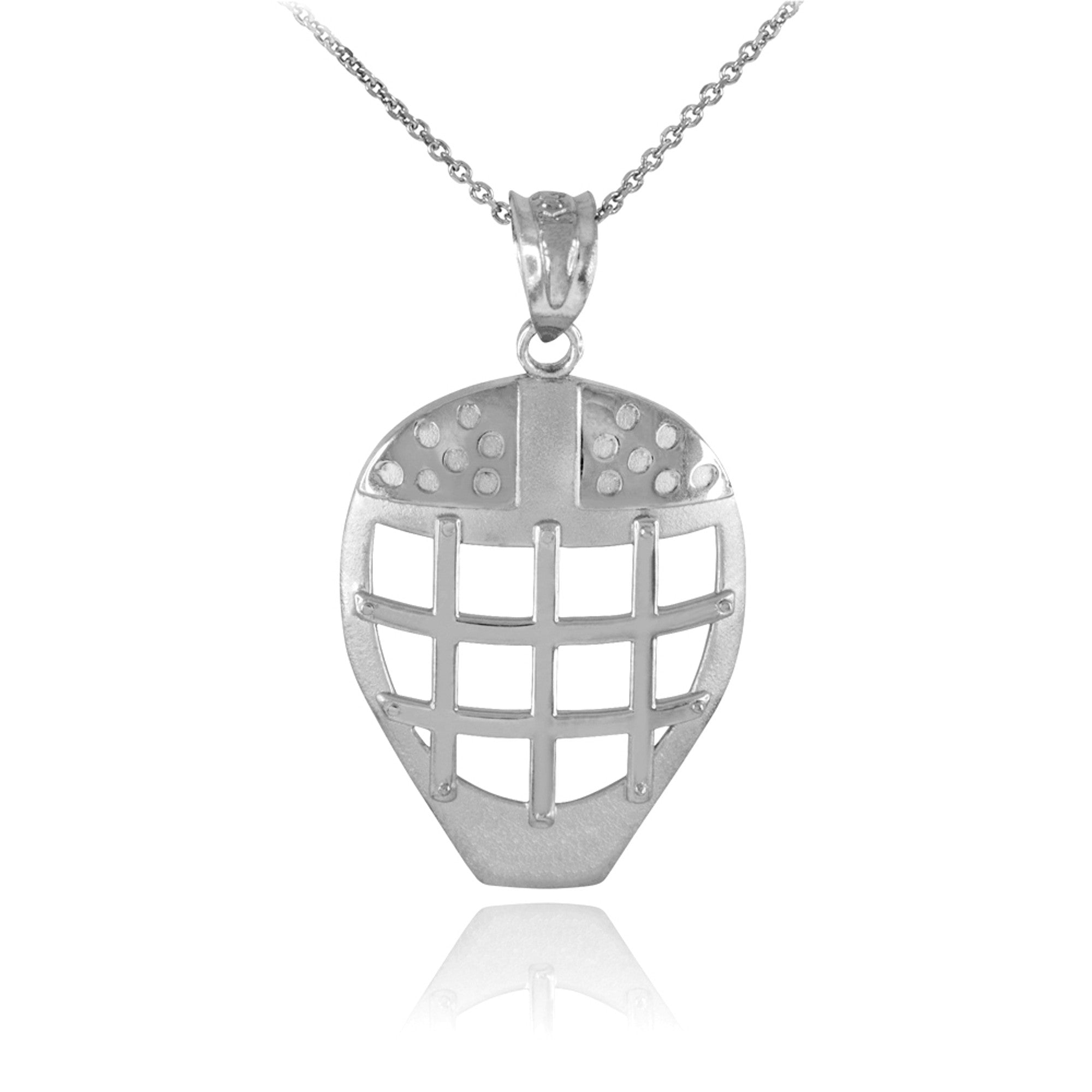 Gold Hockey Goalie Mask Sports Pendant Necklace, view 4