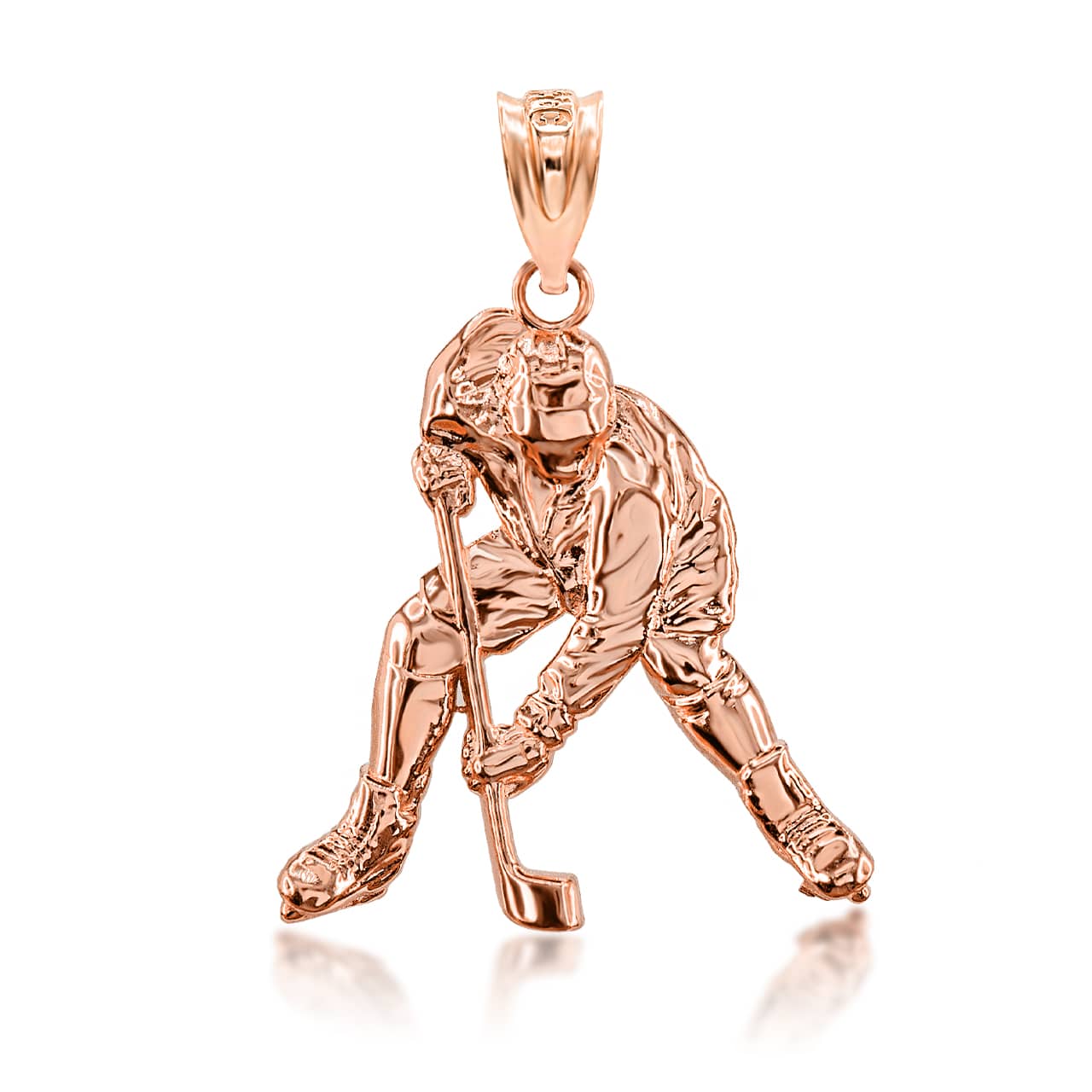 Gold Hockey Player 3D Charm Necklace, view 5