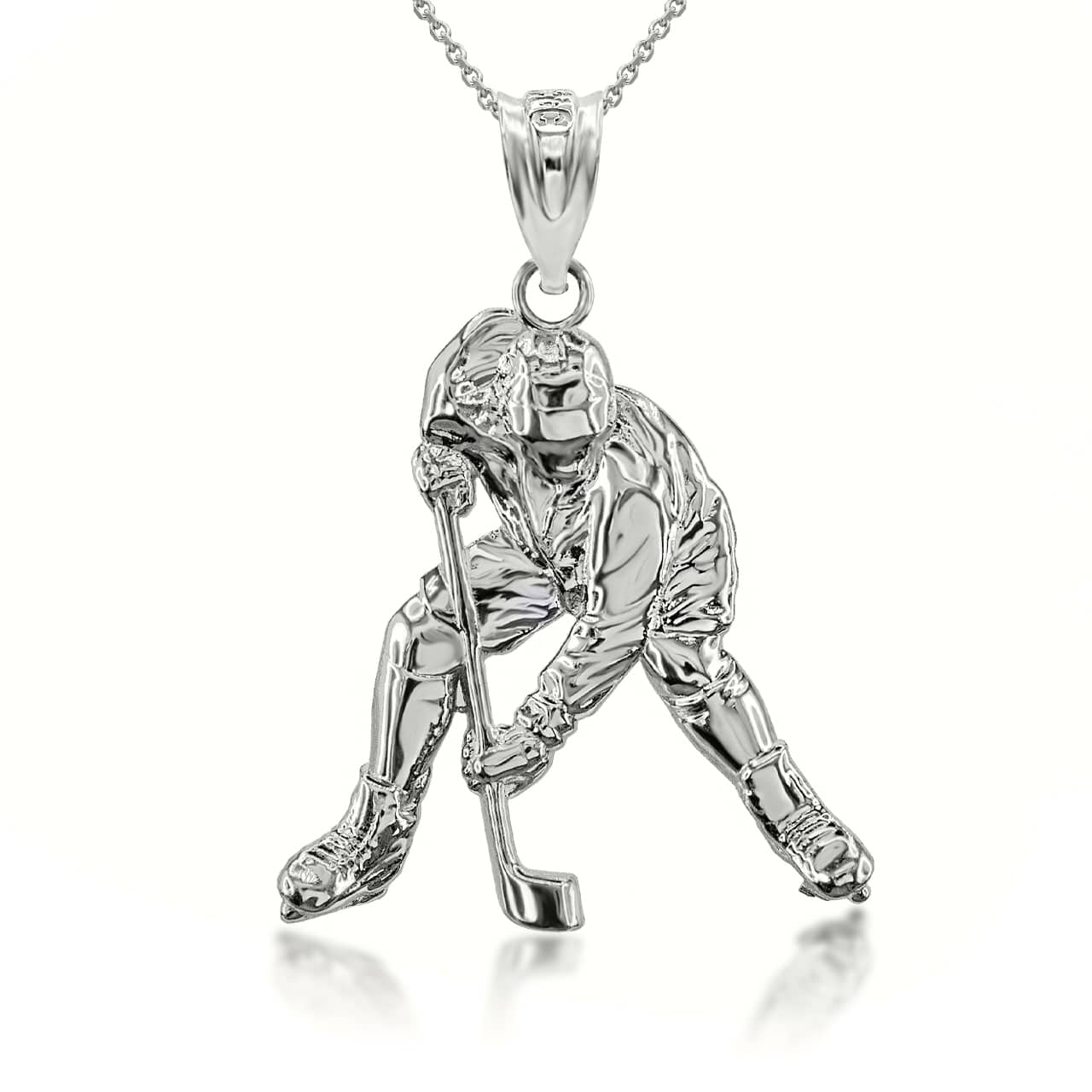 Gold Hockey Player 3D Charm Necklace, view 8