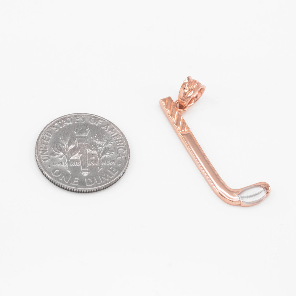 Gold Hockey Stick and Puck Winter Sports Pendant Necklace, view 4