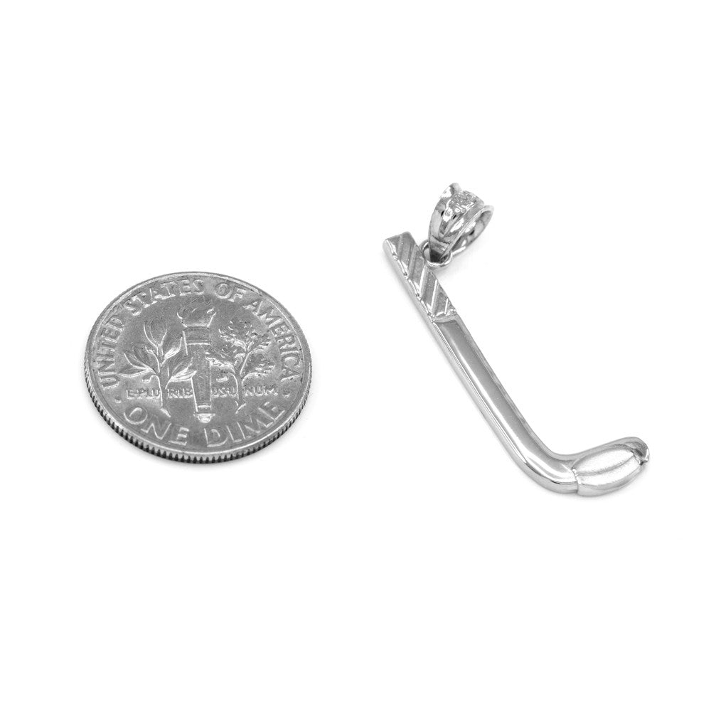 Gold Hockey Stick and Puck Winter Sports Pendant Necklace, view 6