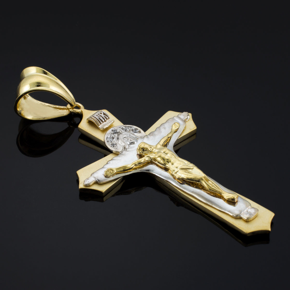 Gold Holy Trinity Crucifix Pendant, view 2