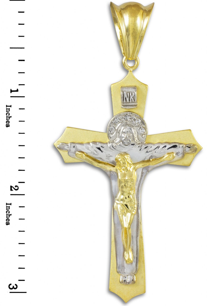 Gold Holy Trinity Crucifix Pendant, view 3