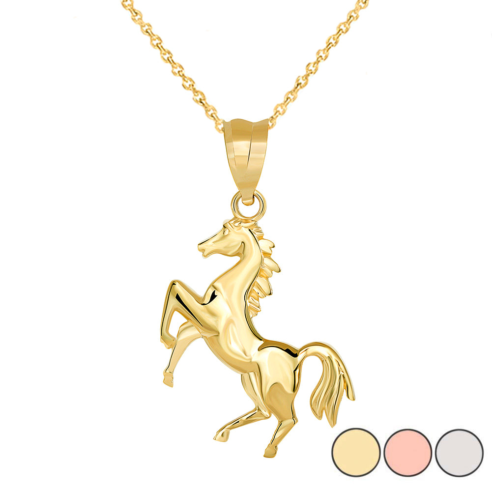 Gold Horse Stallion Pendant Necklace