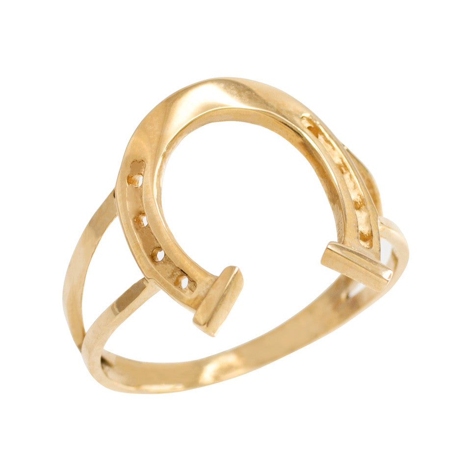 Gold Horseshoe Lucky Ring, view 4