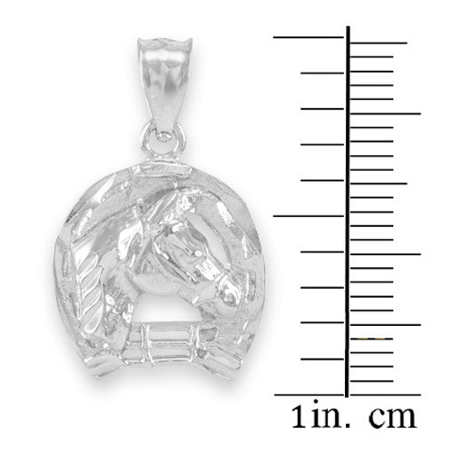 Gold Horseshoe with Horse Head Charm Pendant Necklace, view 6