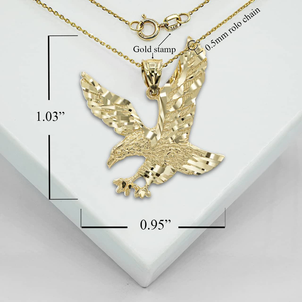 Gold Hunting Eagle Pendant Necklace, view 4