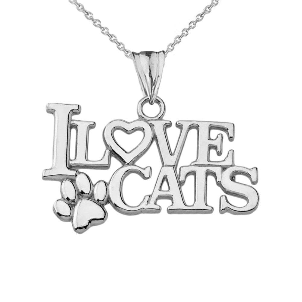 Gold "I Love Cats" Pendant Necklace, view 3