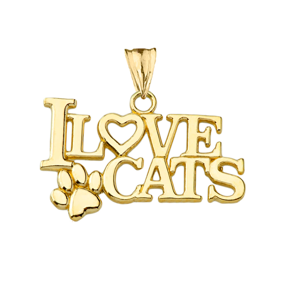 Gold "I Love Cats" Pendant Necklace, view 4