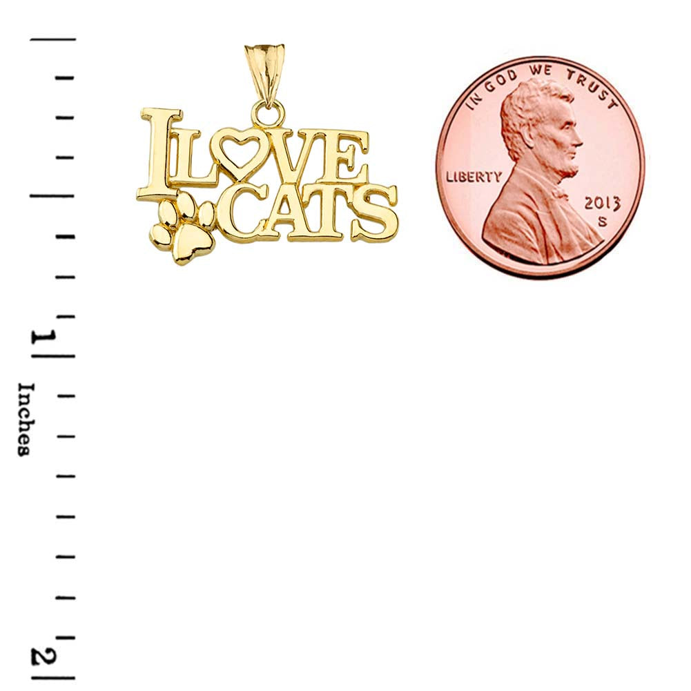 Gold "I Love Cats" Pendant Necklace, view 5