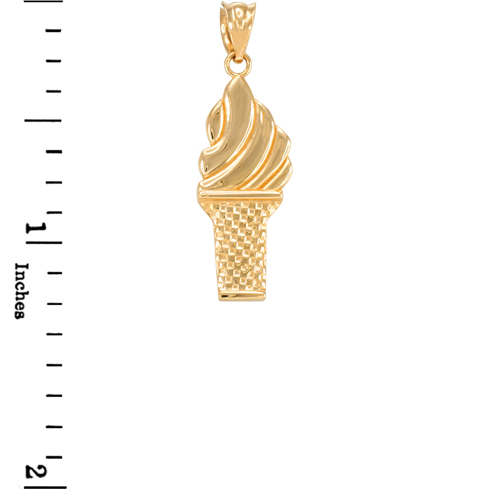 Gold Ice Cream Cone Charm Necklace, view 2