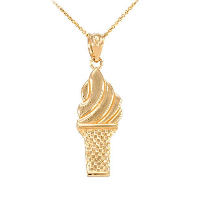 Gold Ice Cream Cone Charm Necklace, view 5