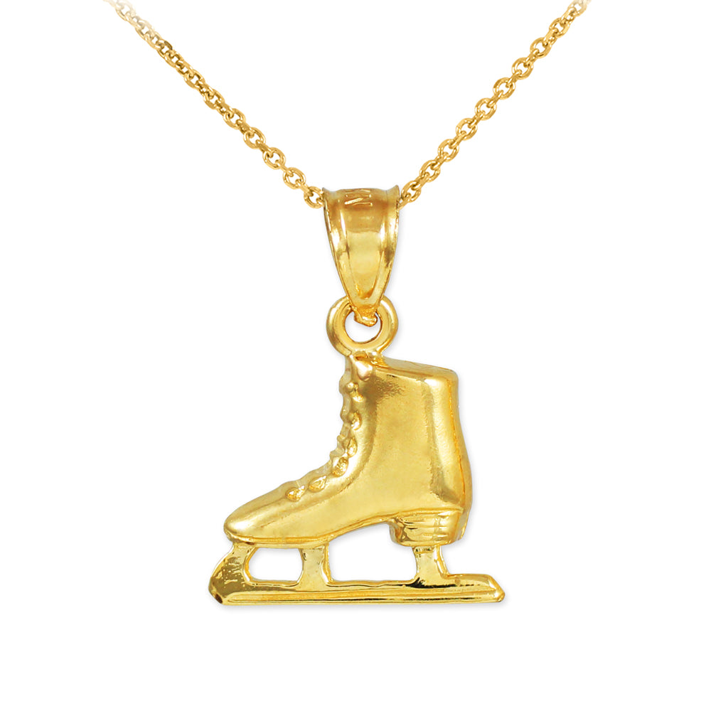 Gold Ice Skate Charm Necklace