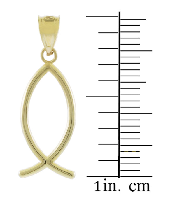 Gold Ichthus (Fish) Vertical Pendant Necklace, view 3