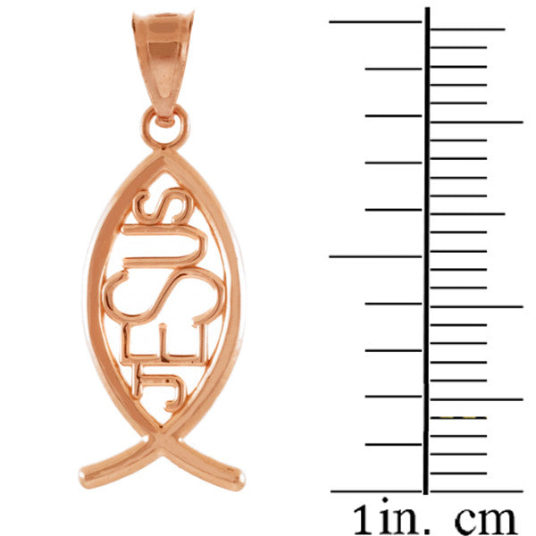 Gold Ichthus JESUS Inscribed Vertical Pendant Necklace, view 8