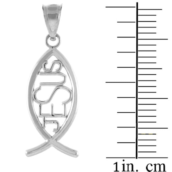 Gold Ichthus JESUS Inscribed Vertical Pendant Necklace, view 12