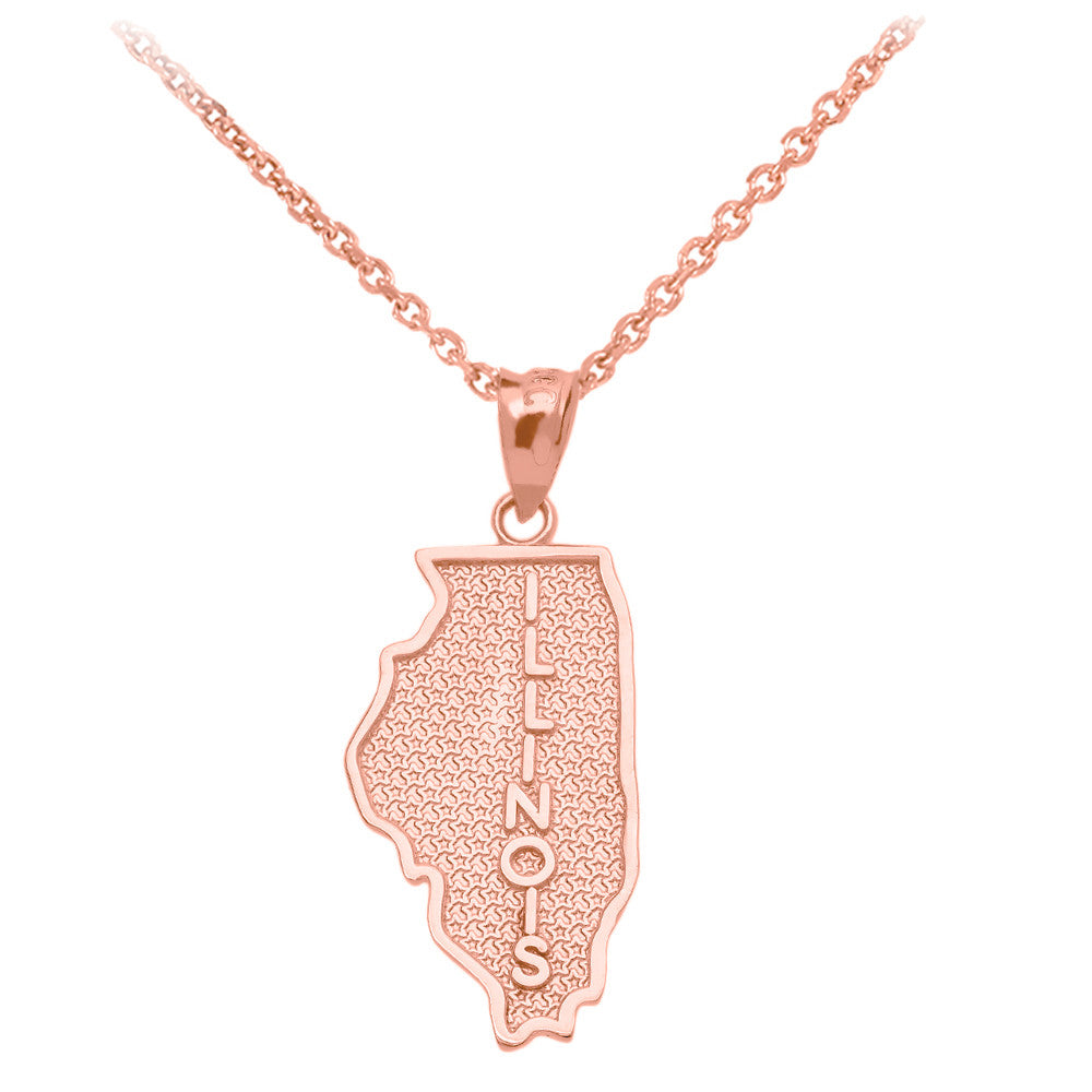 Gold Illinois State Map Pendant Necklace, view 3